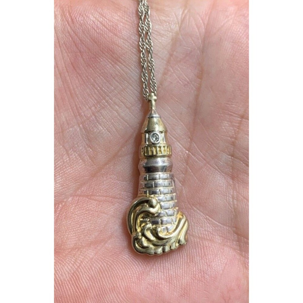 Vintage Sterling Silver Inspirational Lighthouse Necklace Bradford Exchange